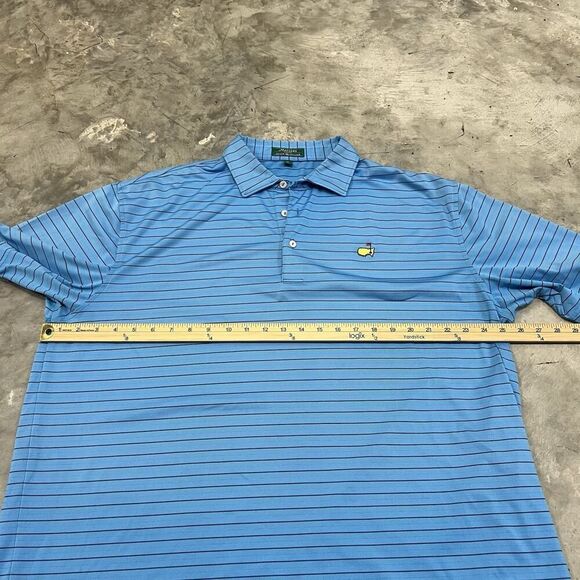 Masters Peter Millar Polo Shirt Mens XL Blue Striped Golf Tech Performance READ - Picture 3 of 9